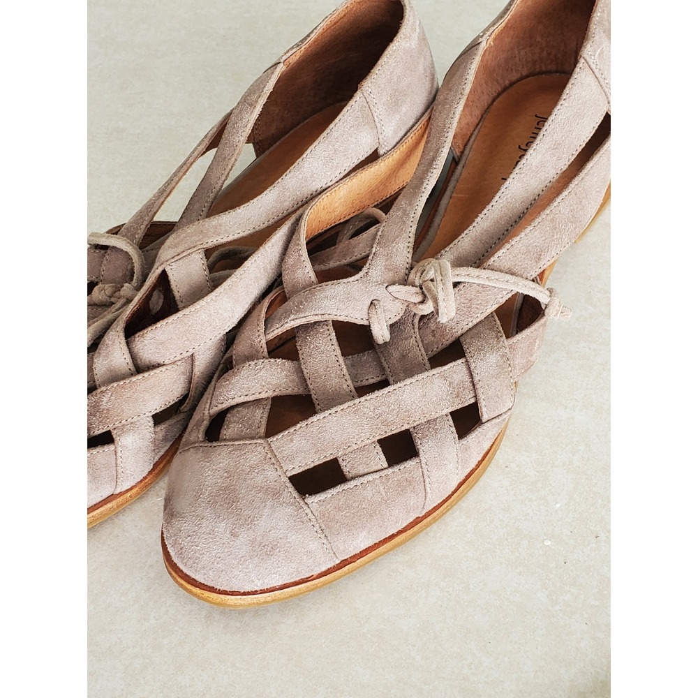 Jeffrey Campbell Canela Flats Taupe Suede Woven Huarache Sandals Size 6.5 Boho‎